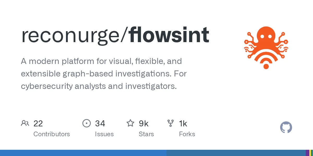 Card do repositório Flowsint no GitHub, com 8 mil estrelas
