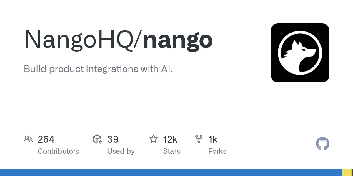 Card do repositório Nango no GitHub, com 12 mil estrelas
